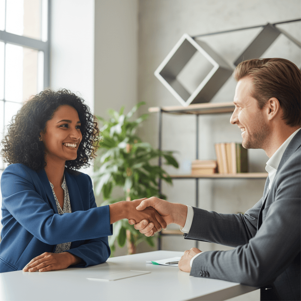Two professionals completing a supplier partnership agreement