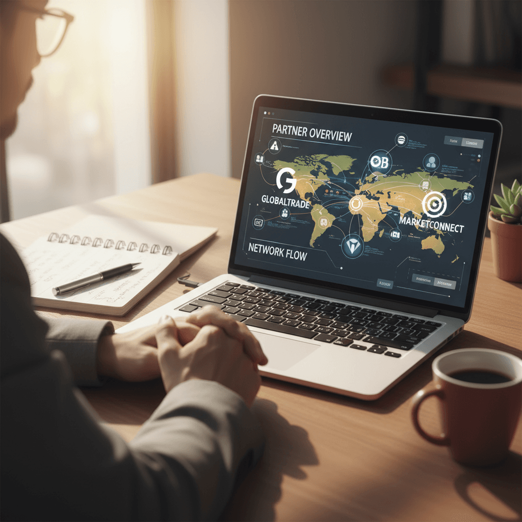 Marketplace partner matching and network connection visualization